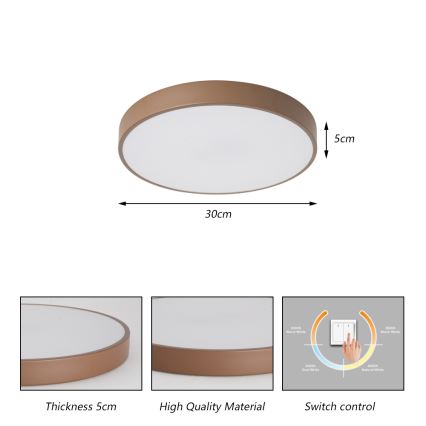 Brilagi - LED Stropné svietidlo POOL LED/36W/230V 3000/4000/6000K pr. 30 cm hnedá