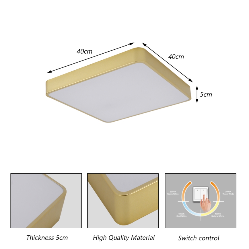 Brilagi - LED stropné svietidlo POOL LED/36W/230V 3000/4000/6000K 40x40 cm zlaté