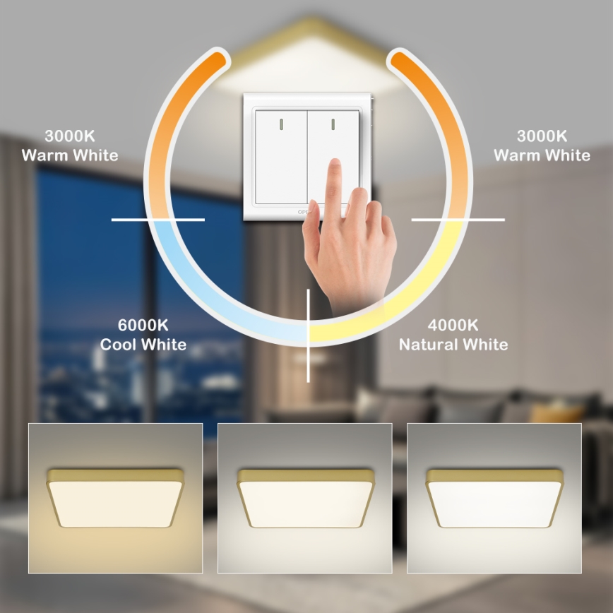 Brilagi - LED stropné svietidlo POOL LED/36W/230V 3000/4500/6000K 40x40 cm zlaté