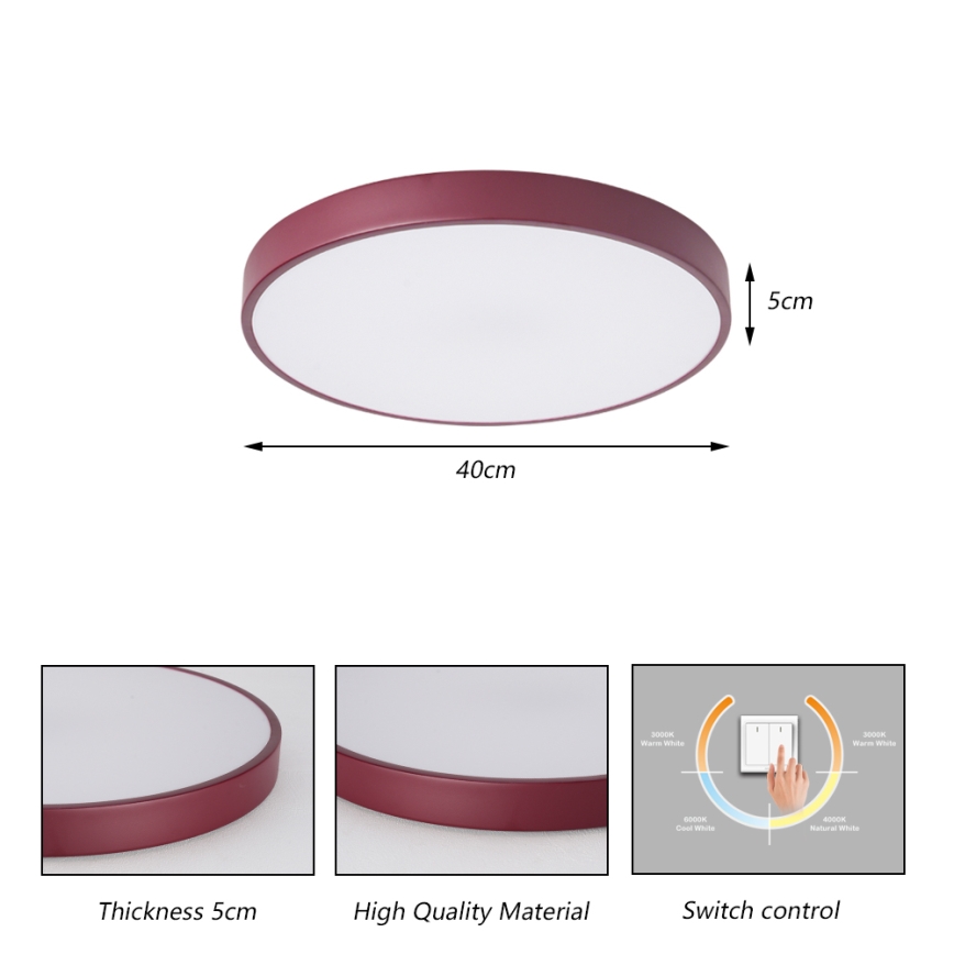 Brilagi - LED stropné svietidlo POOL LED/48W/230V 3000/4000/6000K priemer 40 cm bordové