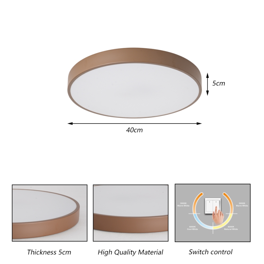 Brilagi - LED stropné svietidlo POOL LED/48W/230V 3000/4000/6000K priemer 40 cm hnedé