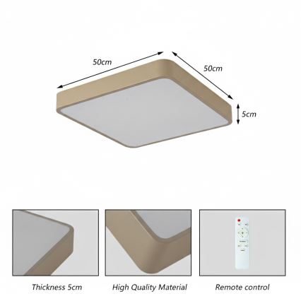 Brilagi - LED stropné svietidlo POOL LED/48W/230V 3000/4000/6000K 50x50 cm béžová
