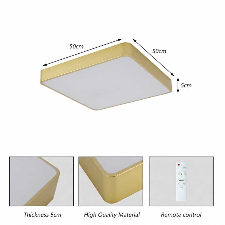 Brilagi - LED stropné svietidlo POOL LED/48W/230V 3000/4000/6000K 50x50 cm zlaté