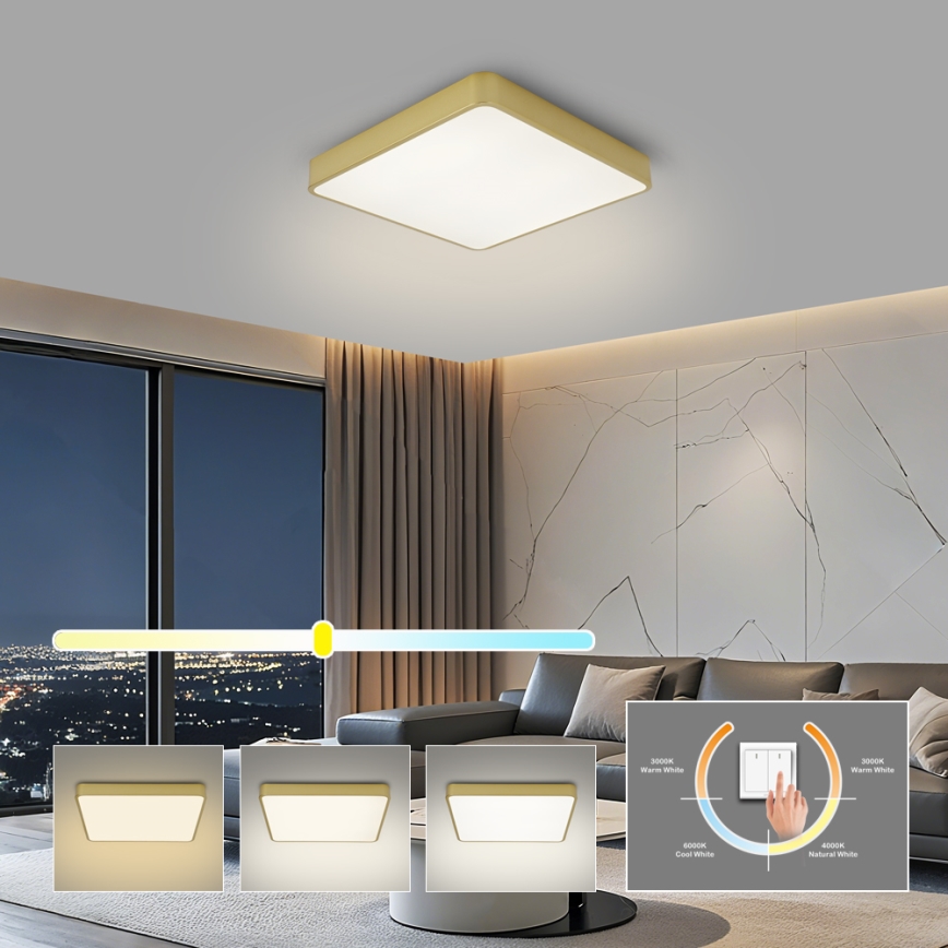 Brilagi - LED stropné svietidlo POOL LED/48W/230V 3000/4500/6000K 50x50 cm zlaté