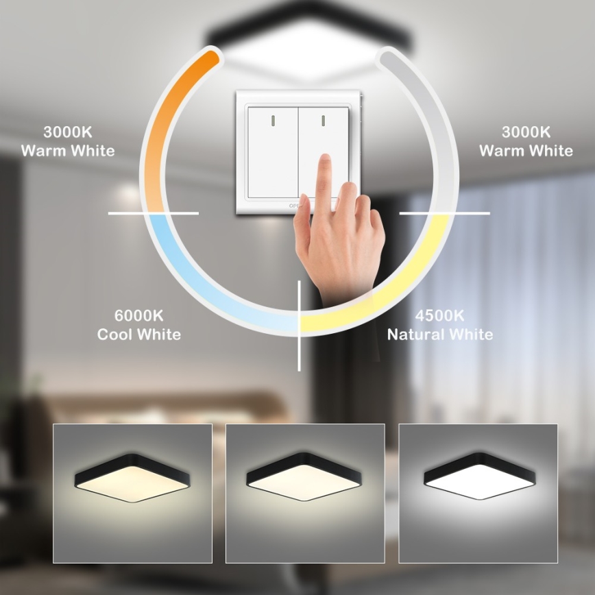 Brilagi - LED Stropné svietidlo POOL SQUARE LED/36W/230V 3000/4500/6000K 40x40 cm čierna