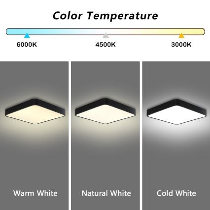 Brilagi - LED stropné svietidlo POOL SQUARE LED/36W/230V 3000/4500/6000K 40x40 cm čierne