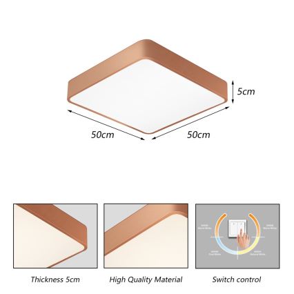 BRILAGI - LED stropné svietidlo POOL SQUARE LED/48W/230V 3000/4000/6000K 50x50 cm bronzové