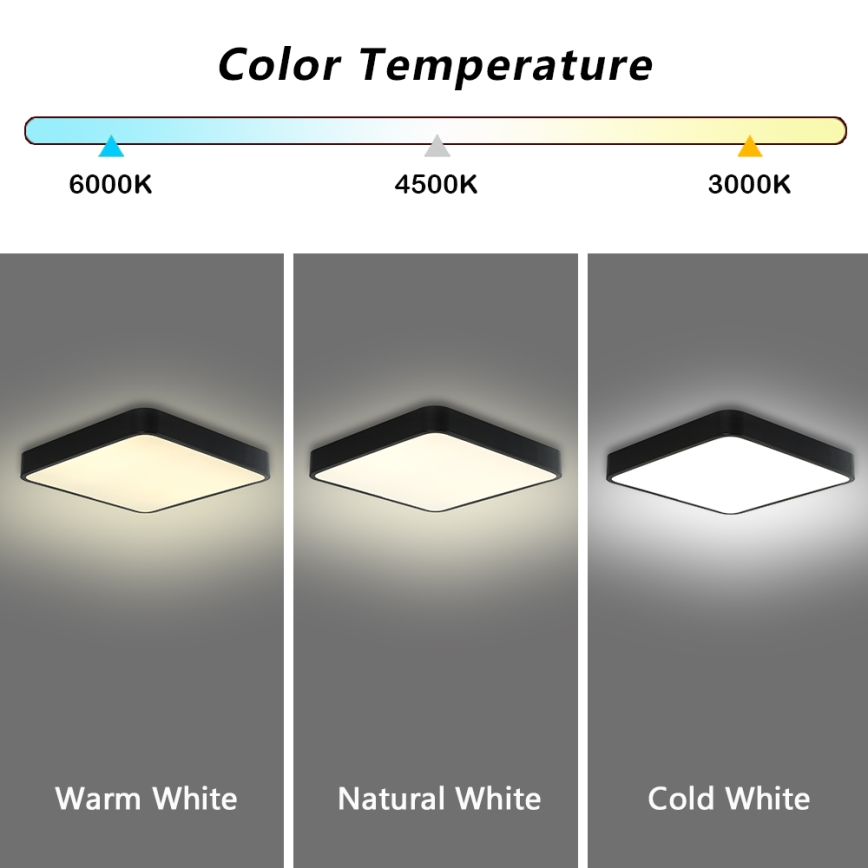 Brilagi - LED stropné svietidlo POOL SQUARE LED/48W/230V 3000/4500/6000K 50x50 cm čierna