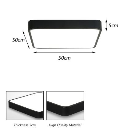 Brilagi - LED stropné svietidlo POOL SQUARE LED/48W/230V 3000/4500/6000K 50x50 cm čierna