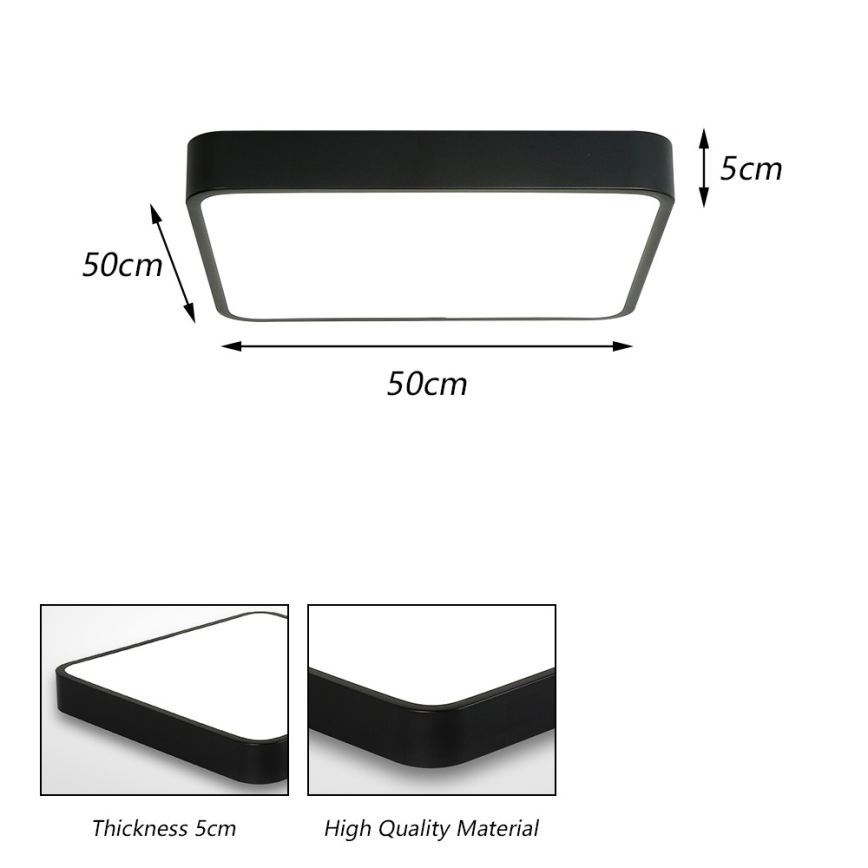 Brilagi - LED stropné svietidlo POOL SQUARE LED/48W/230V 3000/4500/6000K 50x50 cm čierna