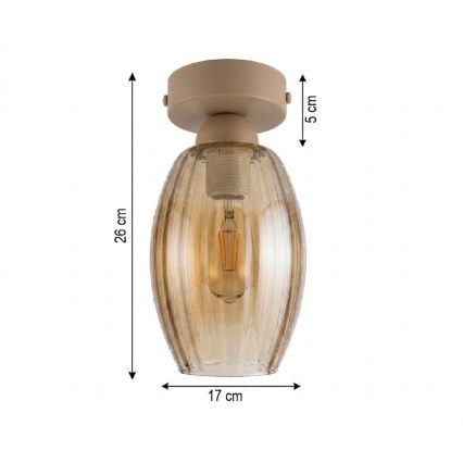 BRILAGI - LED stropné svietidlo RETRO GLASS 1xE27/60W/230V Ø 17 cm béžová/dymová béžová