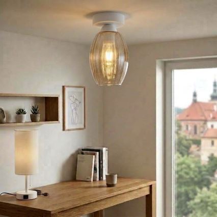 BRILAGI - LED stropné svietidlo RETRO GLASS 1xE27/60W/230V pr. 17 cm biela/dymová béžová