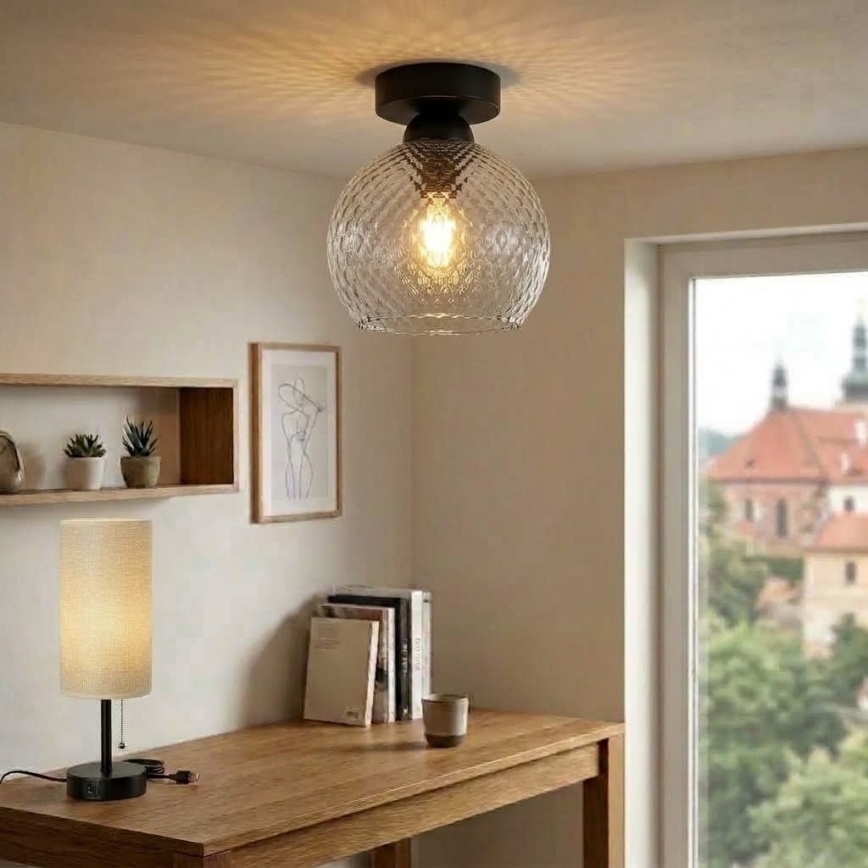 BRILAGI - LED Stropné svietidlo RETRO GLASS 1xE27/60W/230V pr. 18 cm čierna/dymová sivá