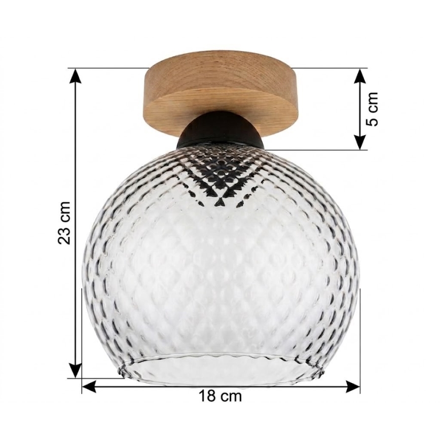 BRILAGI - LED Stropné svietidlo RETRO GLASS 1xE27/60W/230V pr. 18 cm dub/dymovo sivá