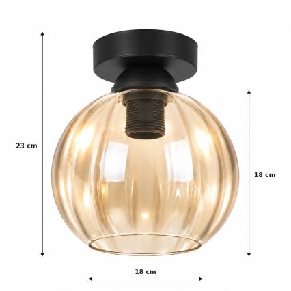 BRILAGI - LED Stropné svietidlo RETRO GLASS 1xE27/60W/230V pr. 18 cm čierna/dymovo-béžová