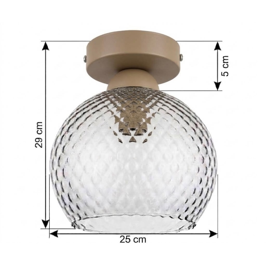 BRILAGI - LED stropné svietidlo RETRO GLASS 1xE27/60W/230V pr. 25 cm béžová/dymová sivá
