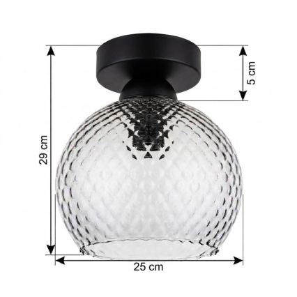 BRILAGI - LED Stropné svietidlo RETRO GLASS 1xE27/60W/230V priemer 25 cm čierna/dymová sivá