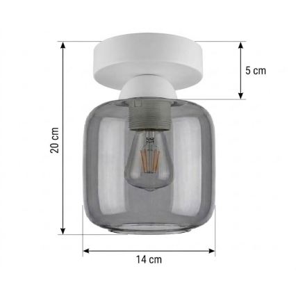 BRILAGI - LED Stropné svietidlo RETRO GLASS 1xE27/60W/230V pr. 14 cm biela/dymová sivá