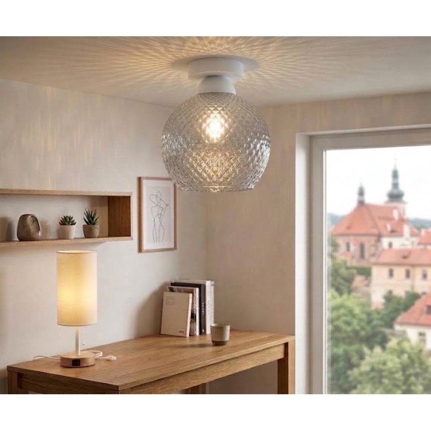 BRILAGI - LED stropné svietidlo RETRO GLASS 1xE27/60W/230V priemer 25 cm biela/dymovo sivá
