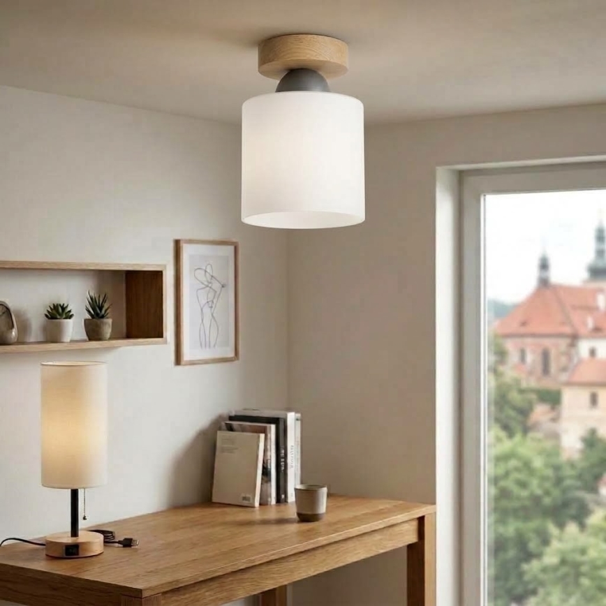 BRILAGI - LED Stropné svietidlo RETRO GLASS 1xE27/60W/230V pr. 10 cm dub/biela