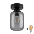 BRILAGI - LED Stropné svietidlo RETRO GLASS 1xE27/60W/230V pr. 14 cm čierna/dymová sivá