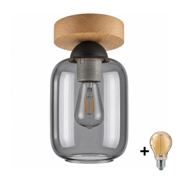 BRILAGI - LED Stropné svietidlo RETRO GLASS 1xE27/60W/230V pr. 14 cm dub/dymová šedá