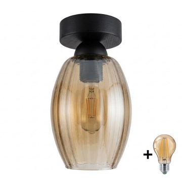 BRILAGI - LED Stropné svietidlo RETRO GLASS 1xE27/60W/230V pr. 17 cm čierna/dymová béžová
