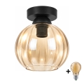 BRILAGI - LED Stropné svietidlo RETRO GLASS 1xE27/60W/230V pr. 18 cm čierna/dymovo-béžová