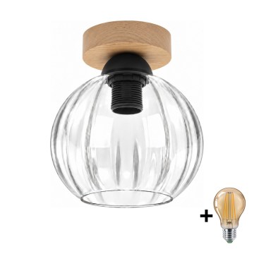 BRILAGI - LED Stropné svietidlo RETRO GLASS 1xE27/60W/230V pr. 18 cm dub/číre