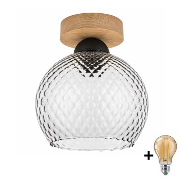 BRILAGI - LED Stropné svietidlo RETRO GLASS 1xE27/60W/230V pr. 18 cm dub/dymovo sivá