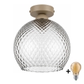 BRILAGI - LED stropné svietidlo RETRO GLASS 1xE27/60W/230V pr. 25 cm béžová/dymová sivá