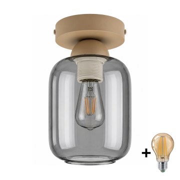 BRILAGI - LED stropné svietidlo RETRO GLASS 1xE27/60W/230V priemer 14 cm béžová/zadymená sivá