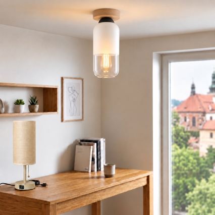 BRILAGI - LED Stropné svietidlo RETRO GLASS 1xE27/60W/230V priemer 14 cm dub/biela
