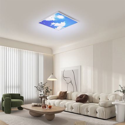 Brilagi - LED Stropné svietidlo SLIMFRAME SKY LED/58W/230V 60x60 cm strieborná/modrá