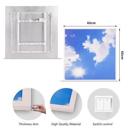 Brilagi - LED Stropné svietidlo SLIMFRAME SKY LED/58W/230V 60x60 cm strieborná/modrá