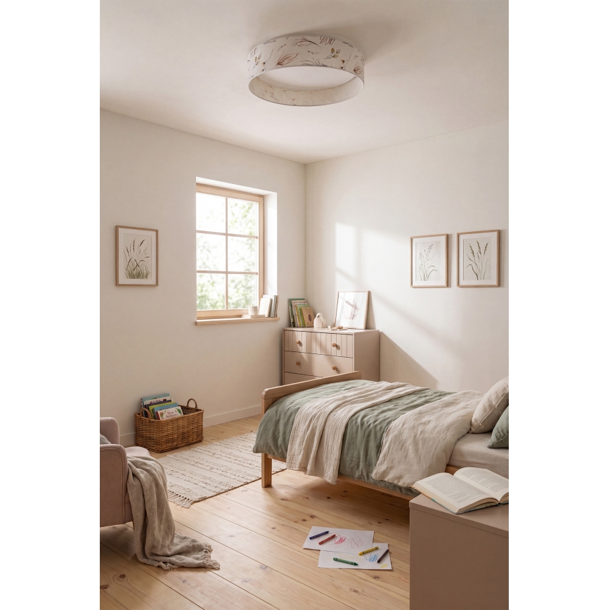 Brilagi - LED stropné svietidlo VELVET SIMPLE LED / 24 W / 230 V / 3000 K, priemer 45 cm, biela / kvetinový vzor