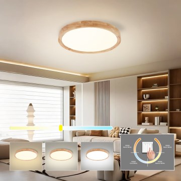 Brilagi - LED stropné svietidlo WOODROUND LED/30W/230V 3000/4000/6000K priemer 40 cm drevené CRI 90