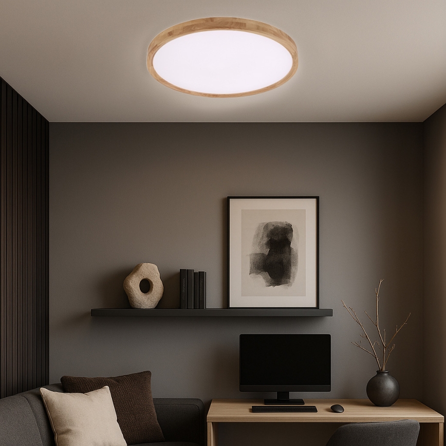 Brilagi - LED Stropné svietidlo WOODROUND LED/40W/230V 3000/4000/6000K pr. 60 cm drevo CRI 90