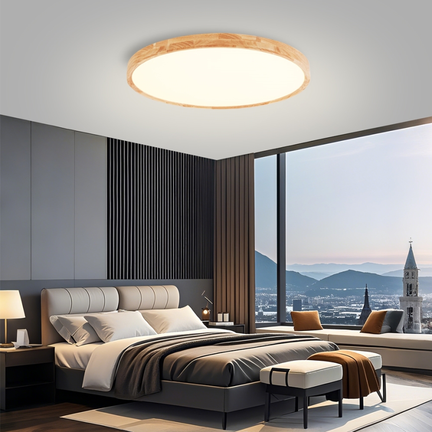 Brilagi - LED stropné svietidlo WOODROUND LED/70W/230V 3000/4000/6000K pr. 80 cm drevené CRI 90