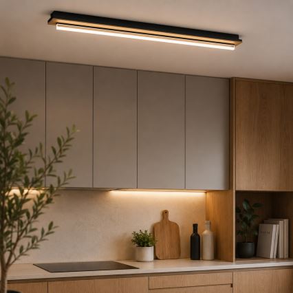 Brilagi - LED Stropné svietidlo WOODY FLAT LED/25W/230V dub/čierna