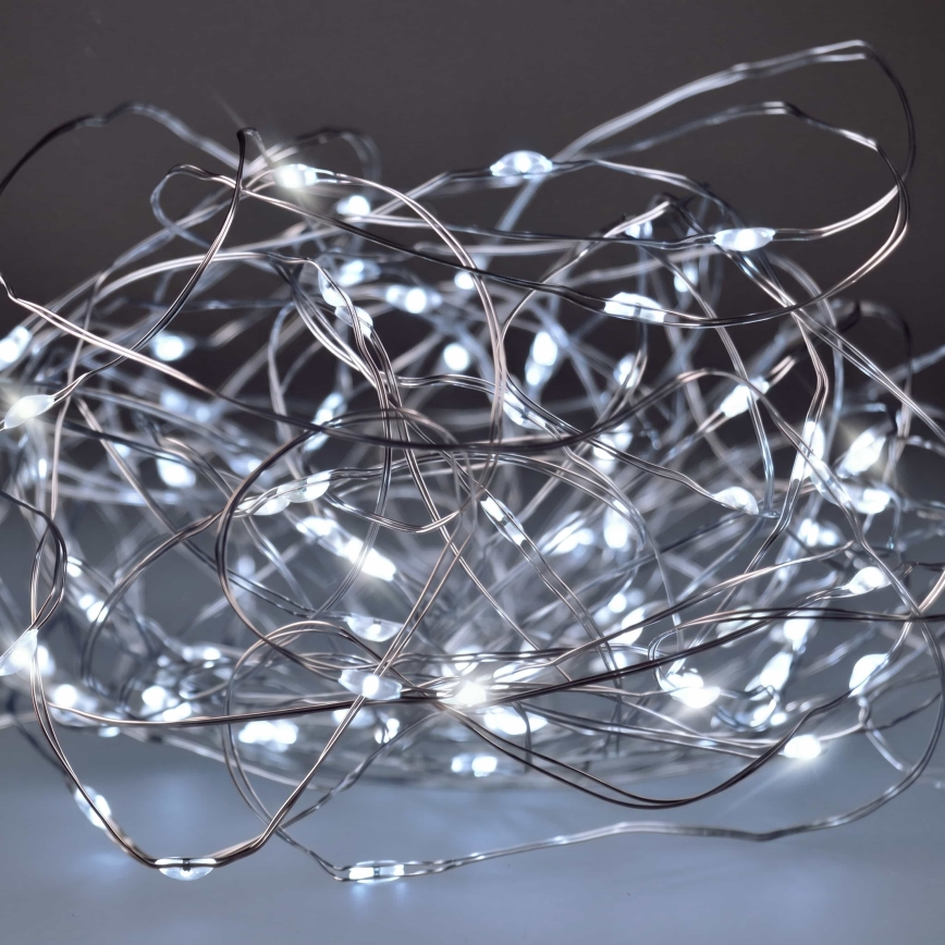 BRILAGI - LED vianočná reťaz 100xLED/3xAA 10m studená biela