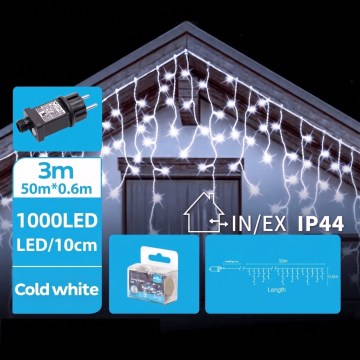 BRILAGI - LED vianočná reťaz pre vonkajšie použitie 1000xLED/9W/8 funkcií 53x0,4m IP44 studená biela