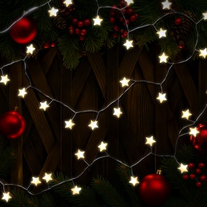 BRILAGI - LED vianočný reťaz 40xLED/3xAA 1,8m teplá biela hviezdy