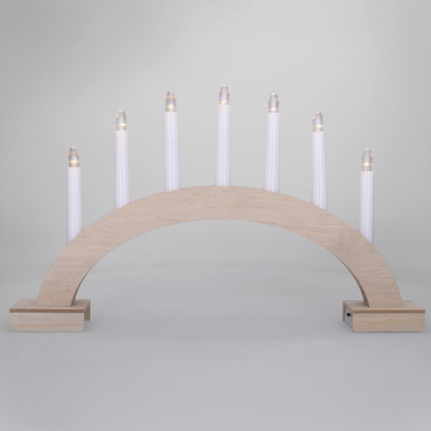 BRILAGI - LED Vianočný svietnik 7xLED/2xAA béžová/biela