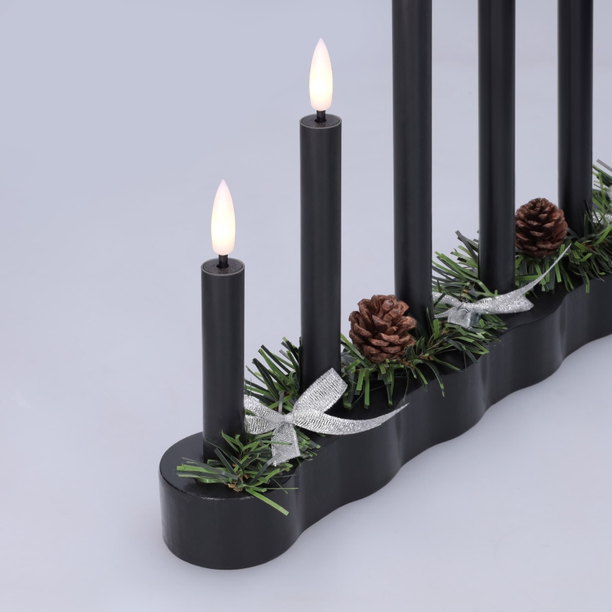 BRILAGI - LED Vianočný svietnik 7xLED/2xAA čierna