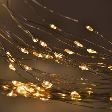 BRILAGI - LED vianočný záves 300 LED/8 funkcií/3×AA/USB 1,2 m teplá biela