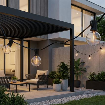 Brilagi - LED vonkajšia dekoračná reťaz GIRLANDA 25xE12/0,6W/230V 20m čierna IP44 teplá biela + diaľkové ovládanie