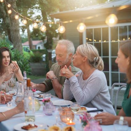 Brilagi - LED vonkajšia dekoračná reťaz GIRLANDA 25xE12/0,6W/230V 20m čierna IP44 teplá biela + diaľkové ovládanie