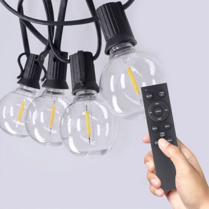 Brilagi - LED vonkajšia dekoračná reťaz GIRLANDA 25xE12/0,6W/230V 20m čierna IP44 teplá biela + diaľkové ovládanie