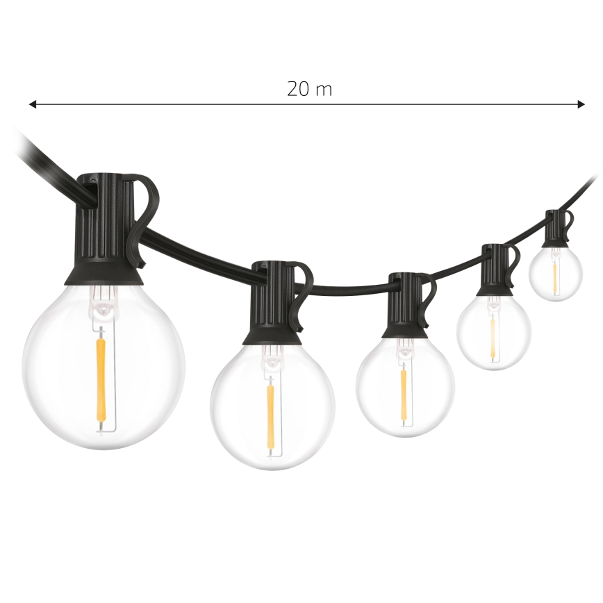 Brilagi - LED vonkajšia dekoračná reťaz GIRLANDA 25xE12/0,6W/230V 20m čierna IP44 teplá biela + diaľkové ovládanie
